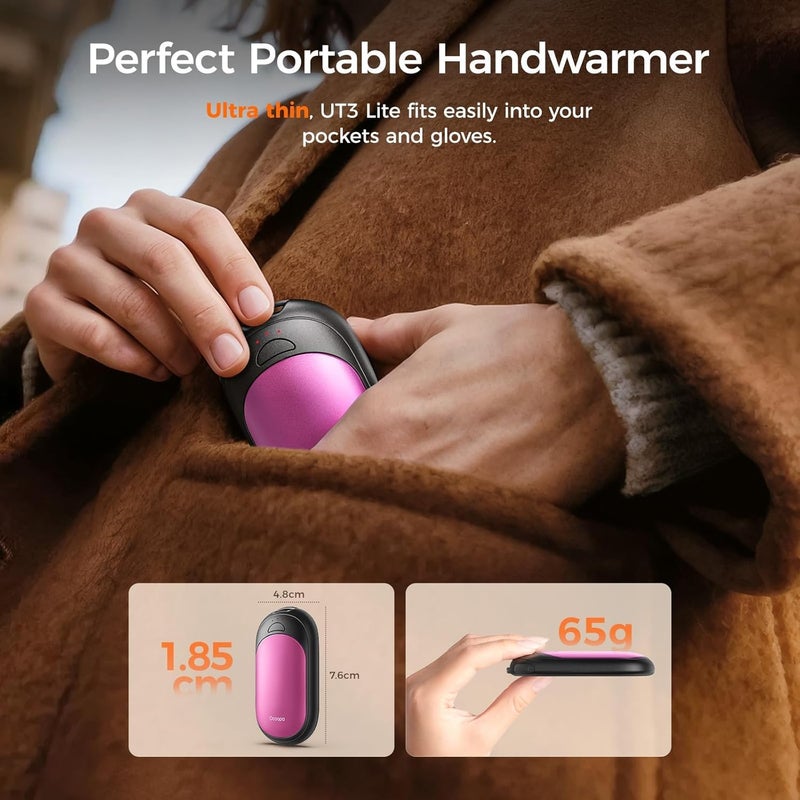 OCOOPA Magnetic Hand Warmers Rechargeable 2 Pack, Electric Handwarmers, Smart Heating UL Certified, 3-Settings,Portable Heater, Ultra Slim Pocket, Hunting Essentials, Gifts for Christmas Men, UT3 Lite - Image 2